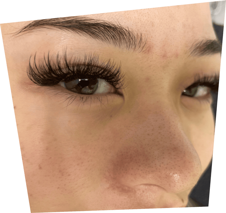 Custom eyelash extensions designed around the client eye shape